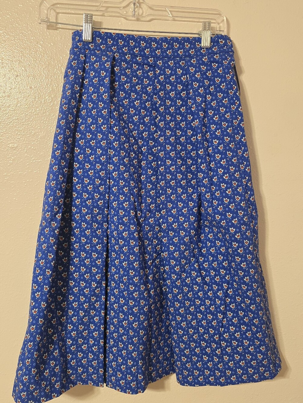NWT Vesper London Blue Floral Pleated Midi Skirt - UK 10 / US 6